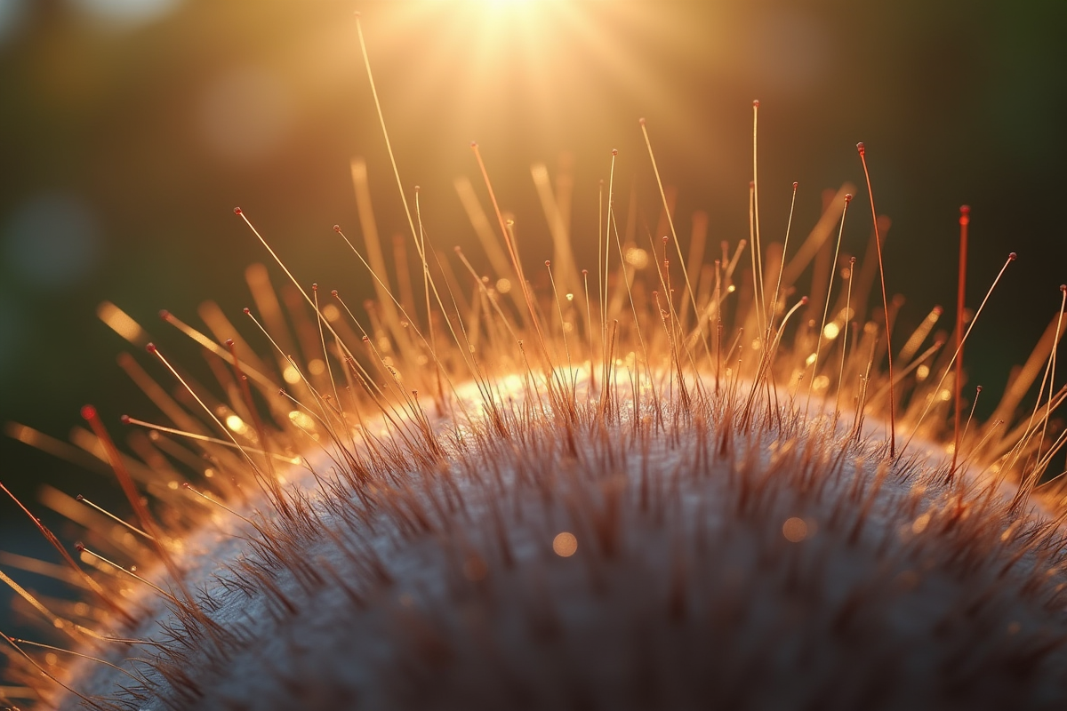 Cheveux humains et follicules sous lumière naturelle