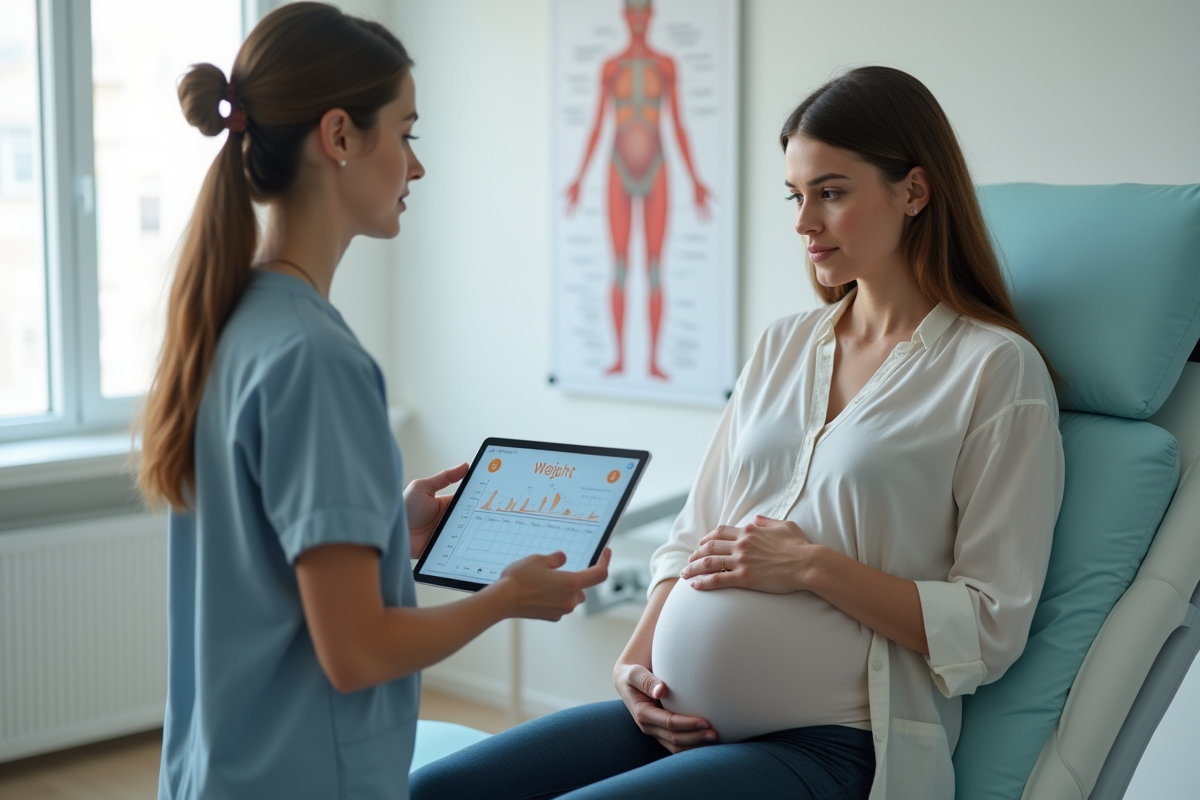 Consultation médicale avec femme enceinte et professionnel