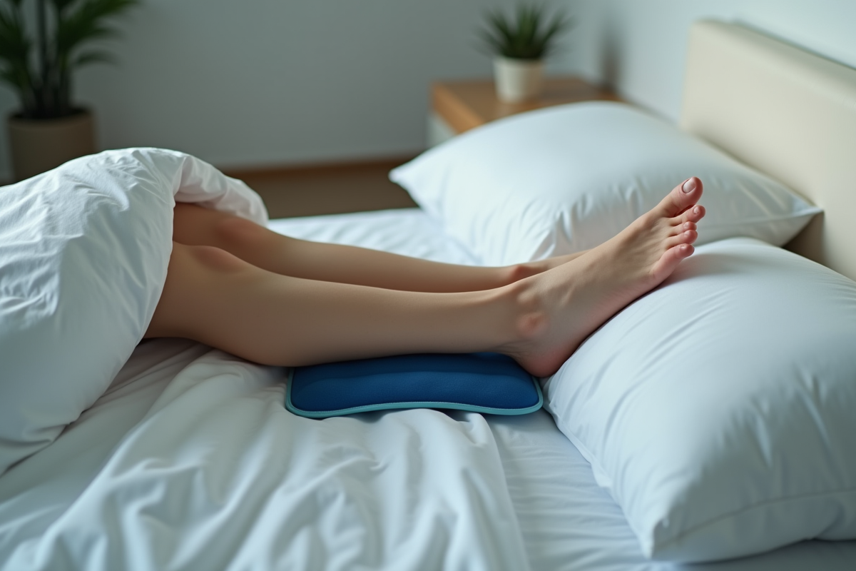 Personne dormant sur le côté avec un coussin de gel rafraichissant