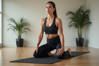 Femme en Pilates dans un studio moderne et lumineux