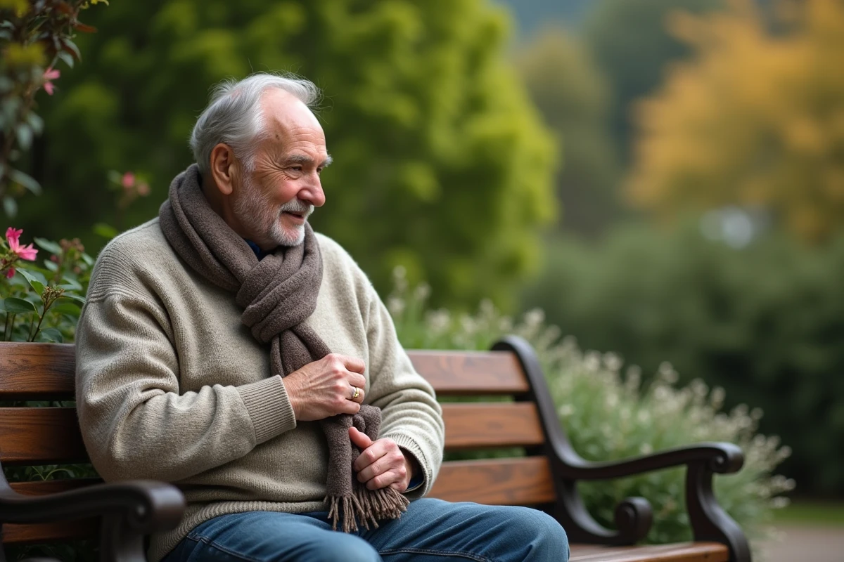 Homme &acirc;g&eacute; appliquant un compress herbal dans le jardin