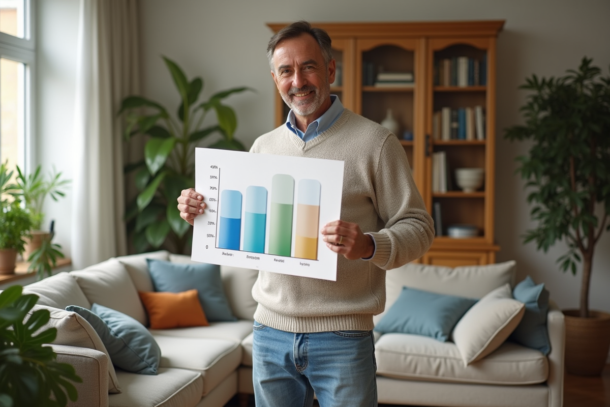 Homme analysant un graphique sur la retention d