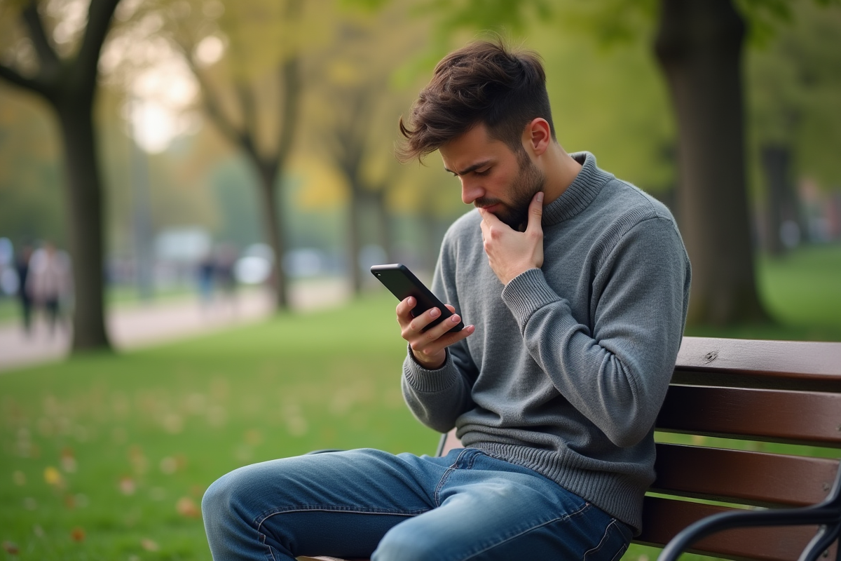 Jeune homme en détresse dans un parc