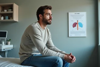 Jeune homme pensif en consultation médicale moderne