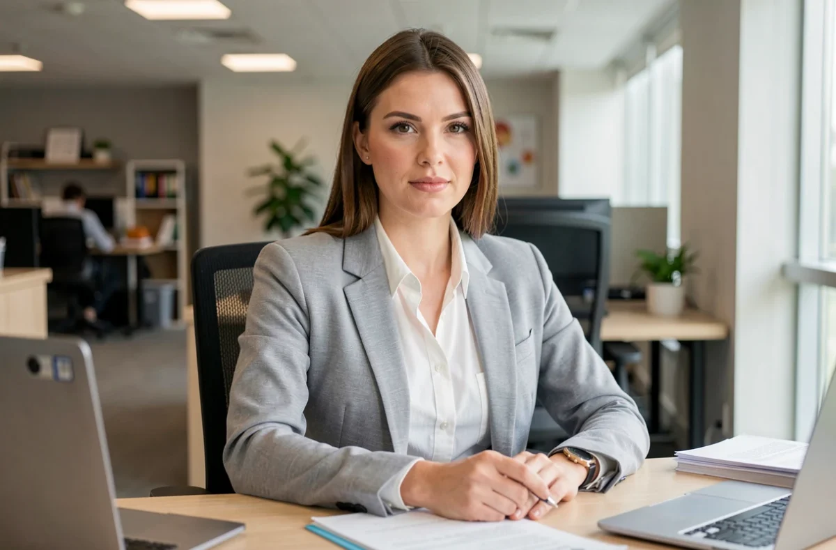 Julie Rouget, psychologue du travail, dans un environnement professionnel de consultation en entreprise