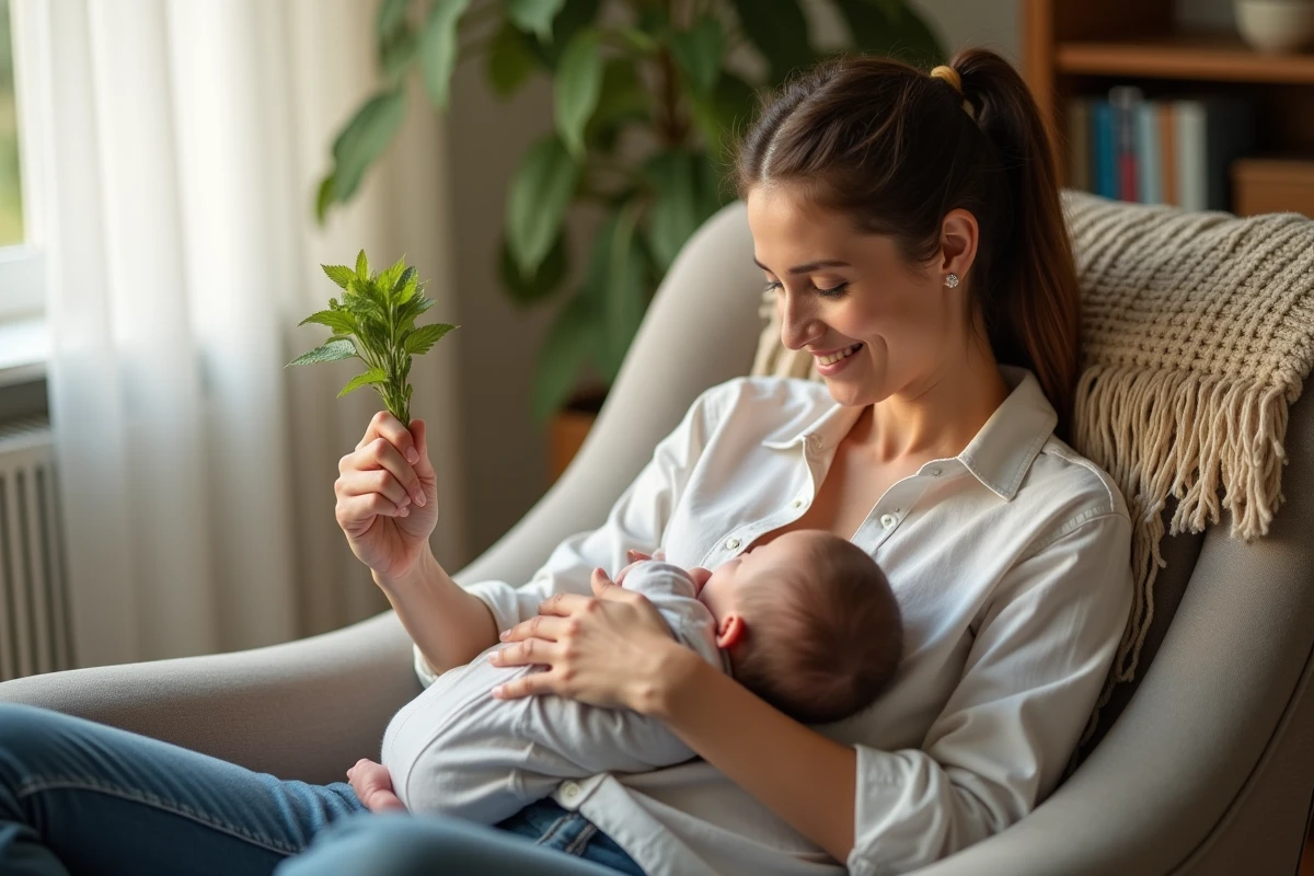 Maman allaitant son bébé près d