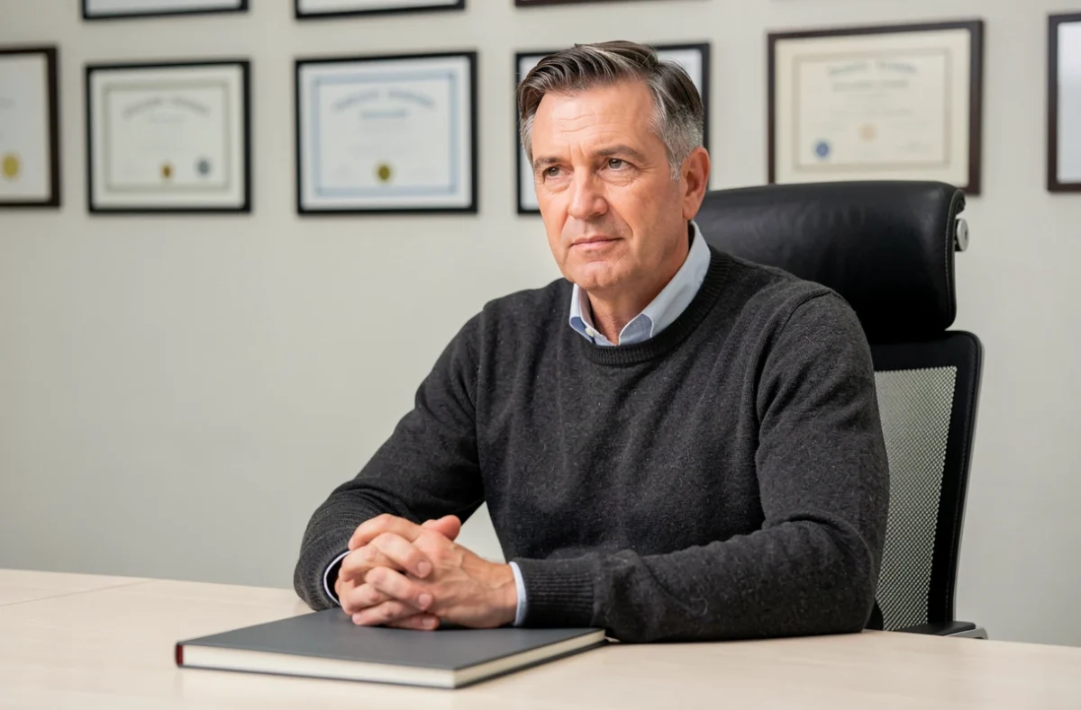 Martin Hommet, psychologue clinicien, dans son bureau de consultation professionnel