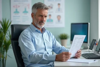 Médecin examine un résultat médical dans un cabinet moderne